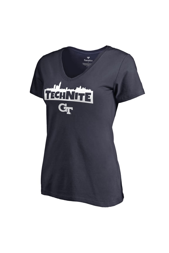 Women's Navy Georgia Tech Yellow Jackets TechNite Slim Fit V-Neck T-Shirt