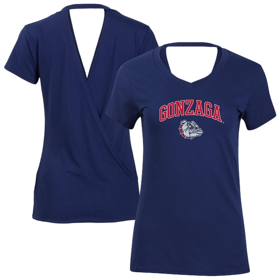 Women's Navy Gonzaga Bulldogs Bella Crossover Back V-Neck T-Shirt