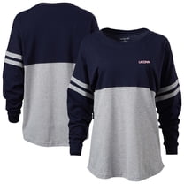 Women's Navy/Heather Gray UConn Huskies Pom Pom Long Sleeve Jersey