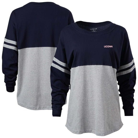 Women's Navy/Heather Gray UConn Huskies Pom Pom Long Sleeve Jersey