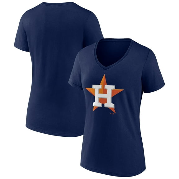 Women's Navy Houston Astros Team Color Primary Logo V-Neck T-Shirt