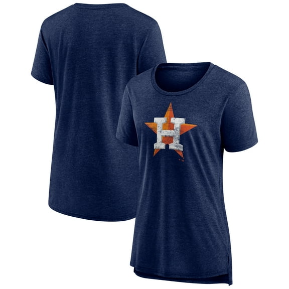 Women's Navy Houston Astros Weathered Official Logo Tri-Blend T-Shirt