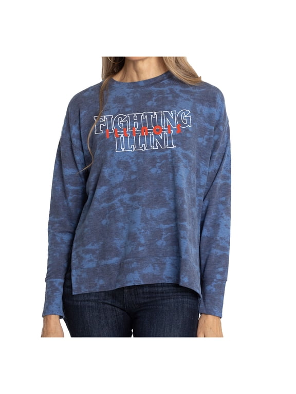 Women's Navy Illinois Fighting Illini Brandy Tie Dye Tri-Blend Long Sleeve Top