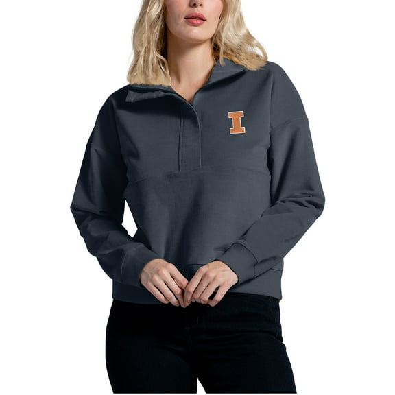 Women's Navy Illinois Fighting Illini Corduroy Half-Zip Sweatshirt