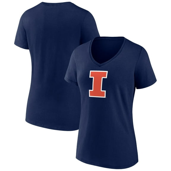 Women's Navy Illinois Fighting Illini Team Logo V-Neck T-Shirt