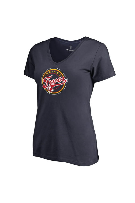 Women's Navy Indiana Fever Primary Logo V-Neck T-Shirt