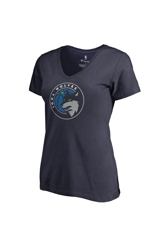 Women's Navy Iowa Wolves Primary Logo V-Neck T-Shirt