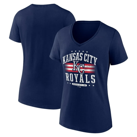 Women's Navy Kansas City Royals Americana Team V-Neck T-Shirt