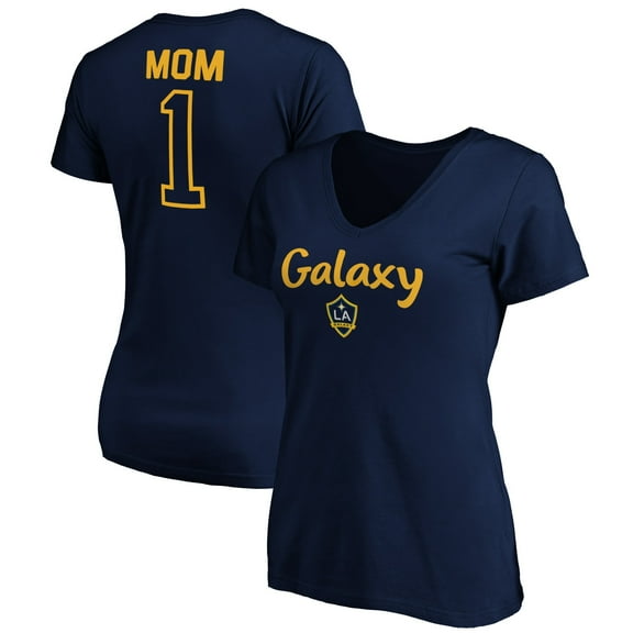 Women's Navy LA Galaxy #1 Mom V-Neck T-Shirt