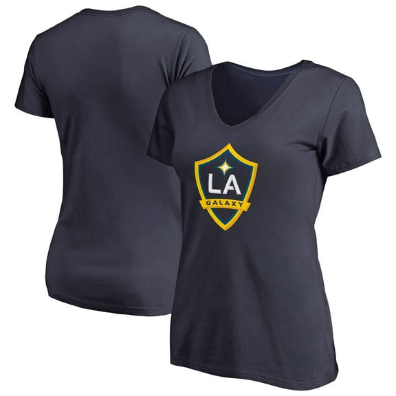 Women's Navy LA Galaxy Primary Logo V-Neck T-Shirt