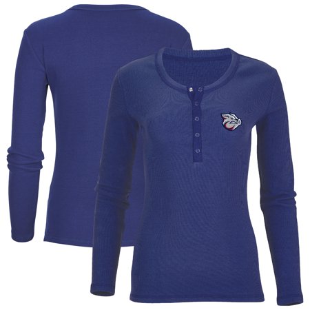 Women's Navy Lehigh Valley IronPigs Harper Henley Long Sleeve T-Shirt