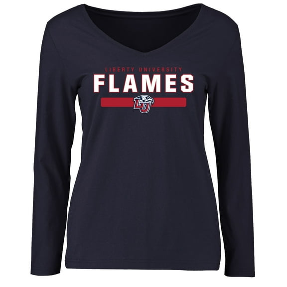 Women's Navy Liberty Flames Team Strong Long Sleeve T-Shirt
