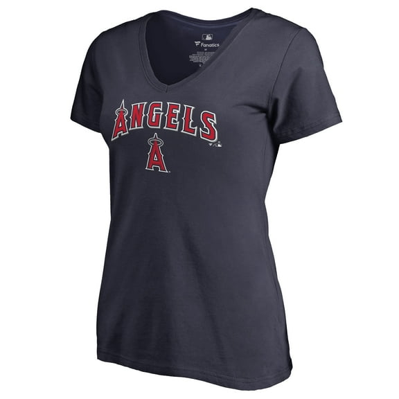 Women's Navy Los Angeles Angels Team Lockup T-Shirt