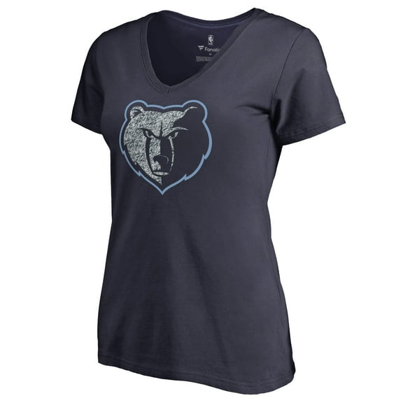 Women's Navy Memphis Grizzlies Static Logo V-Neck T-Shirt