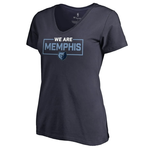 Women's Navy Memphis Grizzlies We Are Iconic Collection V-Neck T-Shirt