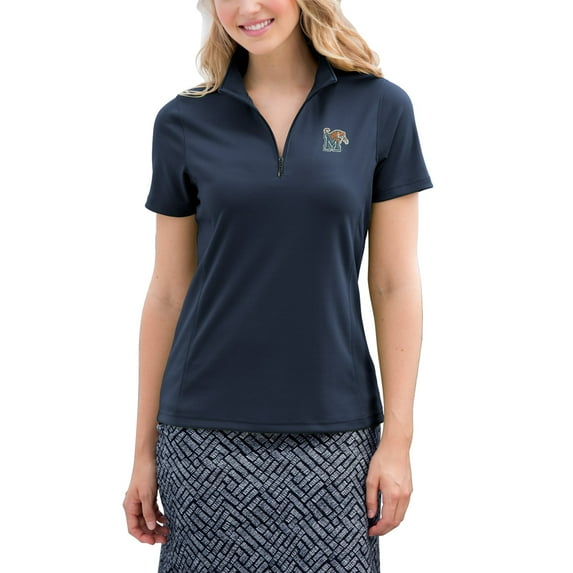 Women's Navy Memphis Tigers Vansport Micro-Waffle Mesh Polo
