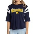 thumbnail image 1 of Women's  Navy Michigan Wolverines Relaxed Abigail Half-Sleeve T-Shirt, 1 of 2