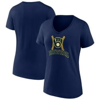 Women's Navy Milwaukee Brewers Fastball V-Neck T-Shirt