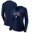 thumbnail image 1 of Women's Navy Milwaukee Bucks Banner Wave V-Neck Long Sleeve T-Shirt, 1 of 3