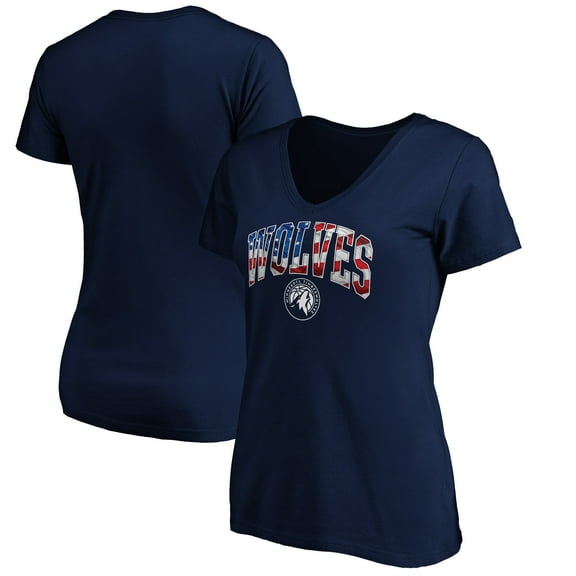 Women's Navy Minnesota Timberwolves Banner Wave V-Neck T-Shirt
