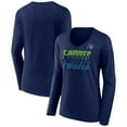 thumbnail image 1 of Women's Navy Minnesota Timberwolves Tumble V-Neck Long Sleeve T-Shirt, 1 of 3