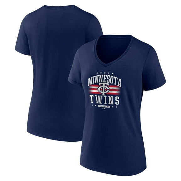Women's Navy Minnesota Twins Americana Team V-Neck T-Shirt