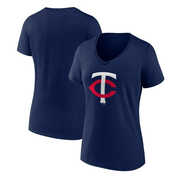Women's Navy Minnesota Twins Core Official Primary Logo V-Neck T-Shirt
