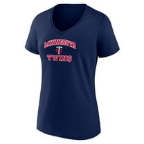 Women's Navy Minnesota Twins Heart and Soul V-Neck T-Shirt