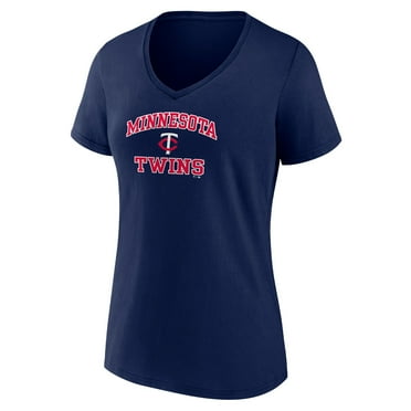 Women's Navy Minnesota Twins Heart and Soul V-Neck T-Shirt
