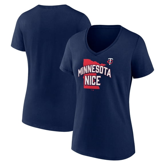 Women's  Navy Minnesota Twins Nice V-Neck T-Shirt