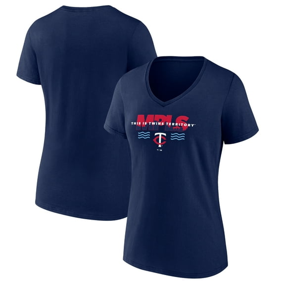 Women's  Navy Minnesota Twins Territory V-Neck T-Shirt