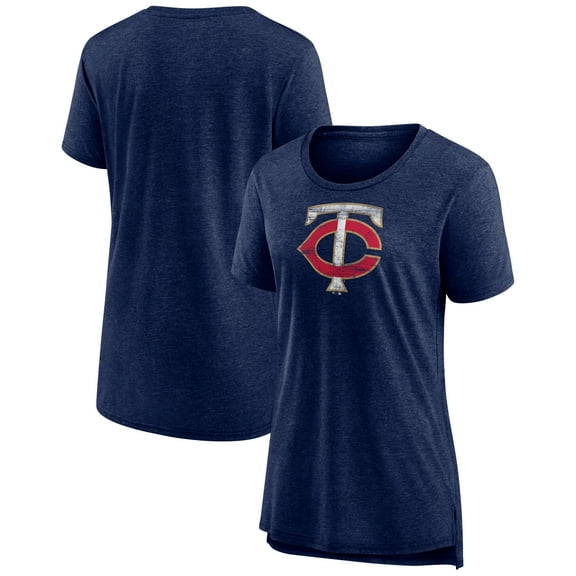 Women's Navy Minnesota Twins Weathered Official Logo Tri-Blend T-Shirt