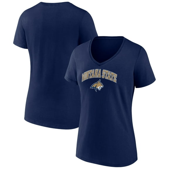 Women's Navy Montana State Bobcats Campus V-Neck T-Shirt