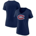 thumbnail image 1 of Women's Navy Montreal Canadiens Team Logo V-Neck T-Shirt, 1 of 3