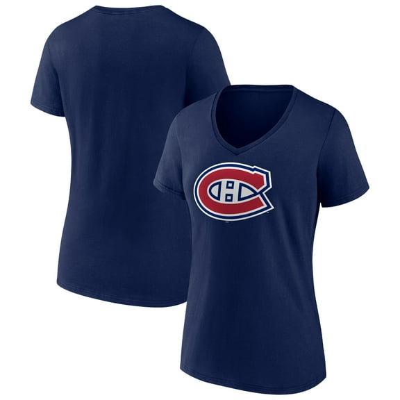 Women's Navy Montreal Canadiens Team Logo V-Neck T-Shirt