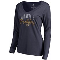 Women's Navy Nashville Predators Graceful Long Sleeve V-Neck T-Shirt