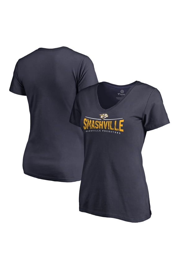 Women's Navy Nashville Predators Hometown Collection Smashville V-Neck T-Shirt