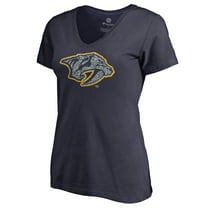 Women's Navy Nashville Predators Static Logo V-Neck T-Shirt
