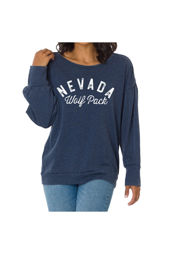 Women's Navy Nevada Wolf Pack Brooklyn Pullover Sweatshirt