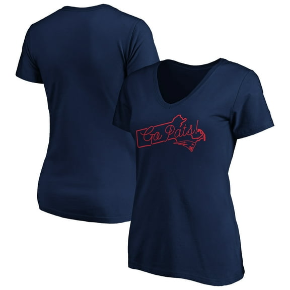 Women's Navy New England Patriots Script V-Neck T-Shirt