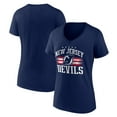 thumbnail image 1 of Women's Navy New Jersey Devils Americana Team V-Neck T-Shirt, 1 of 3