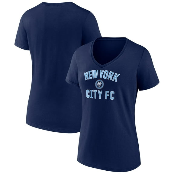 Women's Navy New York City FC Victory Arch Logo V-Neck T-Shirt