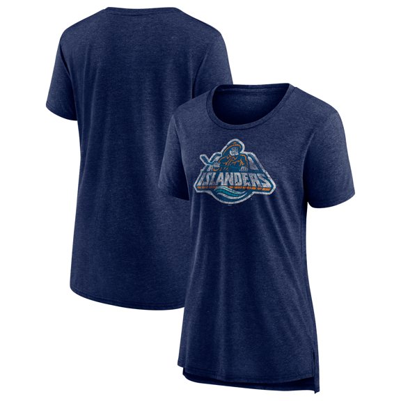 Women's  Navy New York Islanders Slow Whistle Tri-Blend T-Shirt