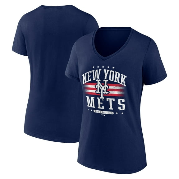 Women's Navy New York Mets Americana Team V-Neck T-Shirt