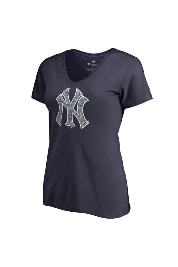 Women's Navy New York Yankees Static Logo V-Neck T-Shirt