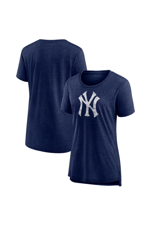 Women's Navy New York Yankees Weathered Official Logo Tri-Blend T-Shirt