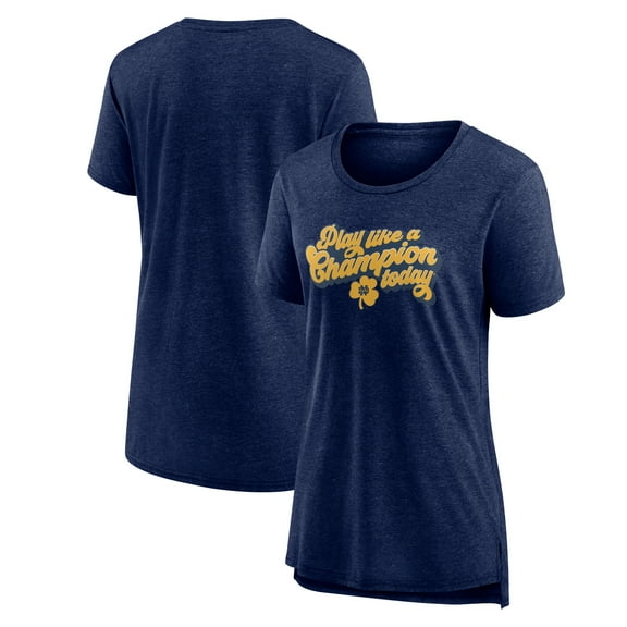 Women's Navy Notre Dame Fighting Irish Groovy Warp Tri-Blend T-Shirt