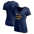 thumbnail image 1 of Women's Navy Notre Dame Fighting Irish Play Like A Champion Today Leprechaun V-Neck T-Shirt, 1 of 3