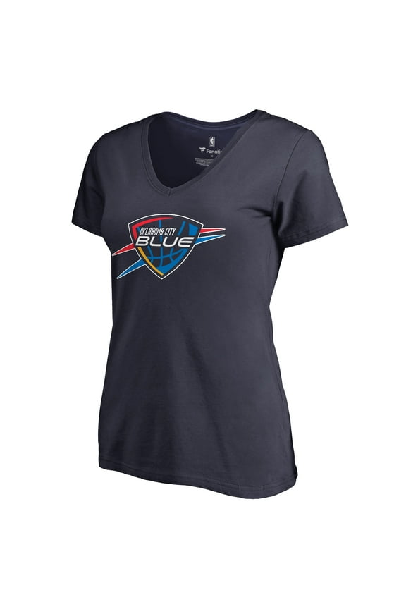 Women's Navy Oklahoma City Blue Primary Logo V-Neck T-Shirt