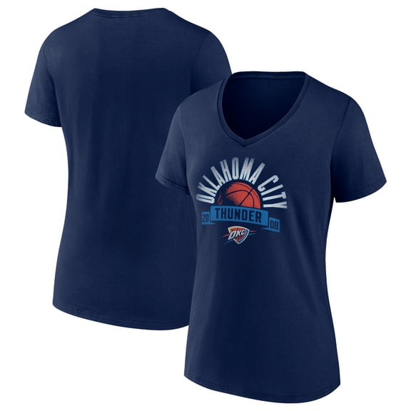 Women's Navy Oklahoma City Thunder '90s Graphic V-Neck T-Shirt